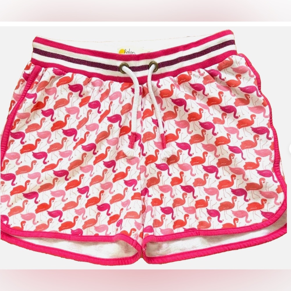 Boden Flamingo Terry Cloth Shorts Girls Size 11 Pink Summer